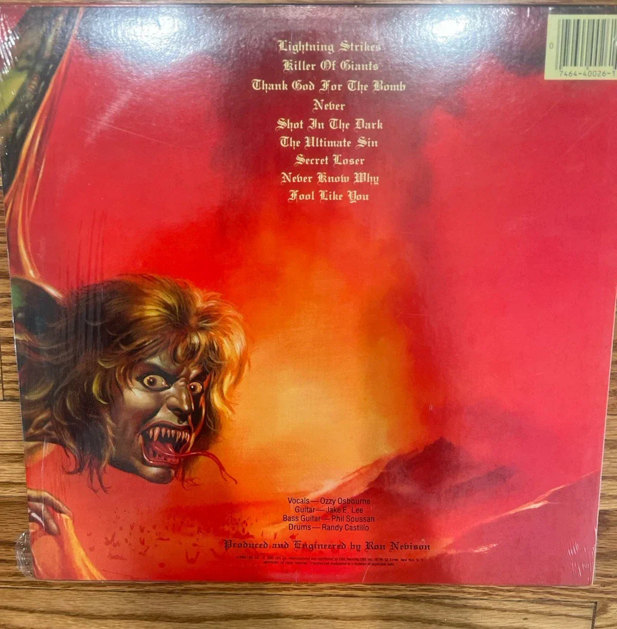 Ozzy Osbourne - The Ultimate Sin (LP, Album, Pit)